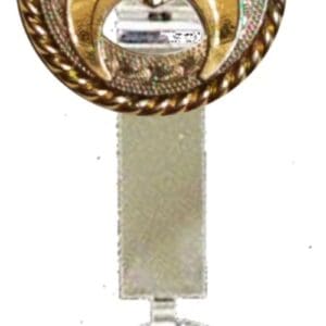 Gold Masonic symbol keychain with ring.