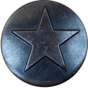 Three round star-shaped metal buttons.