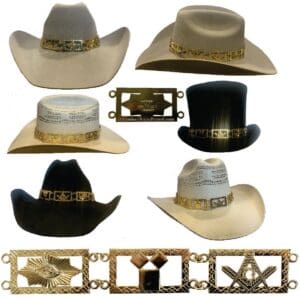 Cowboy hats and Masonic regalia.