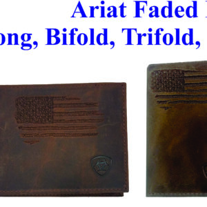 Ariat Faded Flag leather wallets, multiple styles.