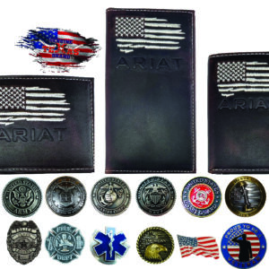 Ariat wallets with American flag design.