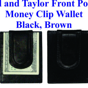 Black leather money clip wallet.