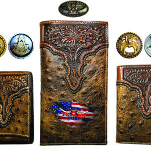 Ostrich leather Masonic wallet set.
