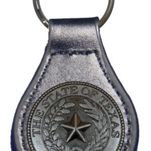 Texas state seal leather keychain.