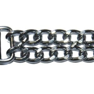 Black leather and chain with gold cross.