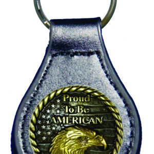 Patriotic eagle leather keychain: Proud to be American.