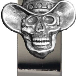 Skull wearing cowboy hat money clip.