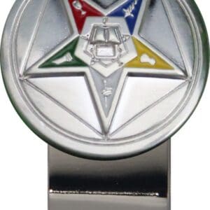 Silver Masonic money clip with five-pointed star.