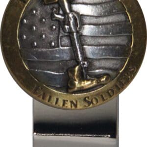 Here's an alt tag for the image: Fallen soldiers memorial money clip.