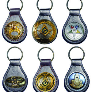 Six Masonic leather keychains.