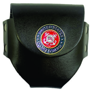 Black leather US Coast Guard pouch.