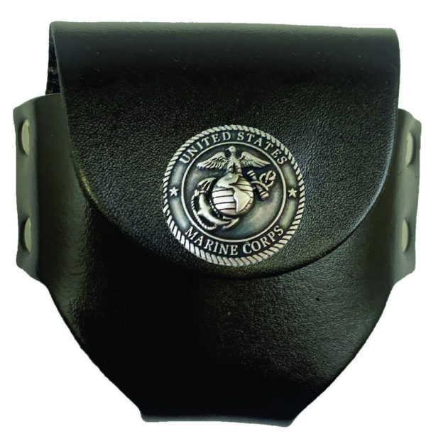 Black leather US Marine Corps pouch.