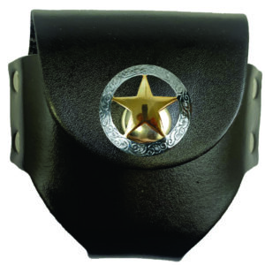 Black leather pouch with star badge.