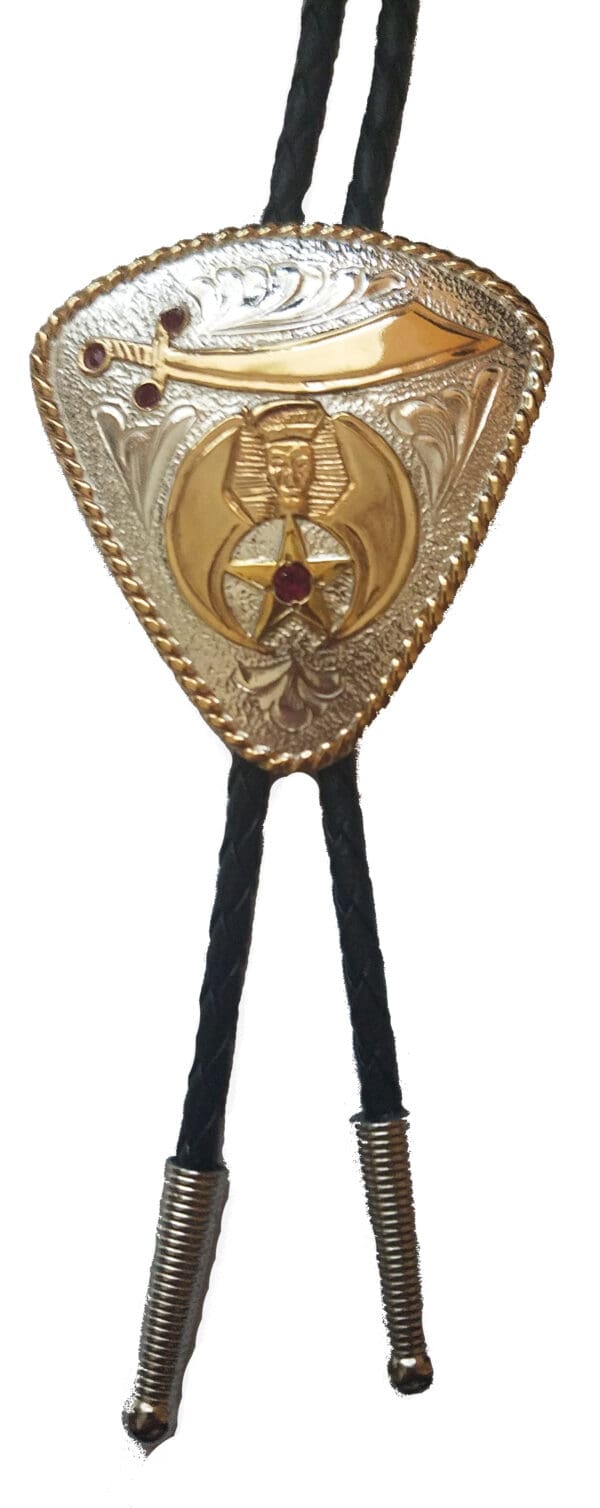 Gold and silver Masonic bolo tie.